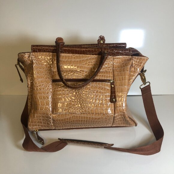 Samantha Brown Faux Crocodile Embossed Dowel Travel Tote Bag Work Weekender - Picture 4 of 9